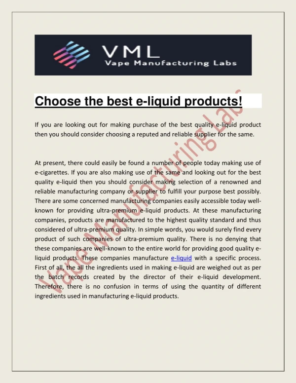 Choose the best e-liquid products!