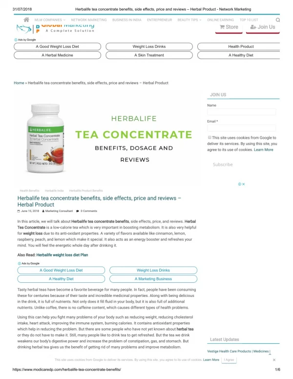 Herbalife tea concentrate benefits, side effects, price and reviews – Herbal Product