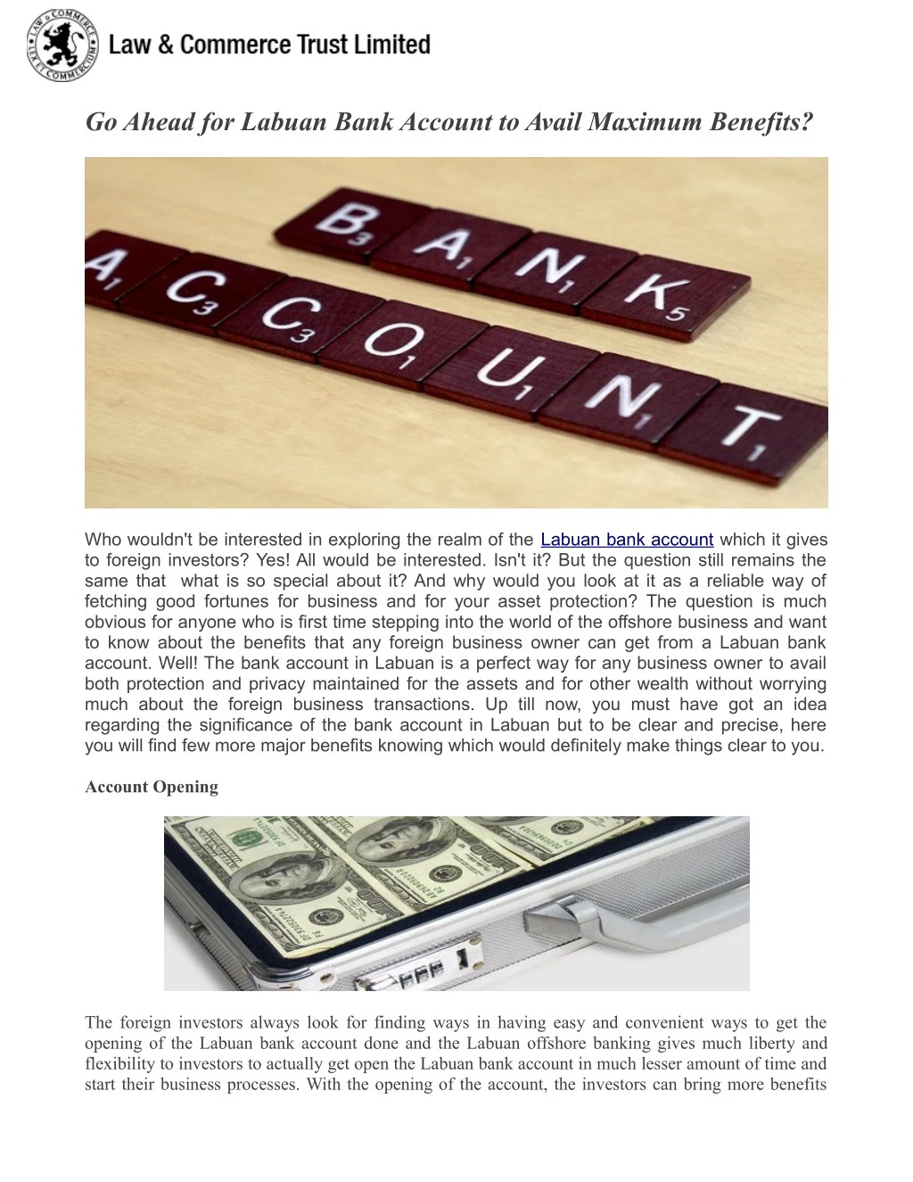 go ahead for labuan bank account to avail maximum