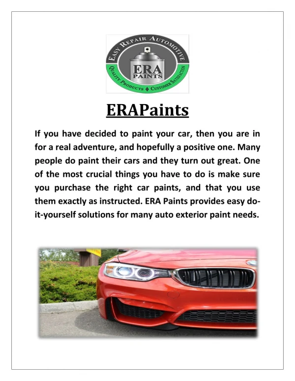 Best Automotive Spray Paint - ERAPaints