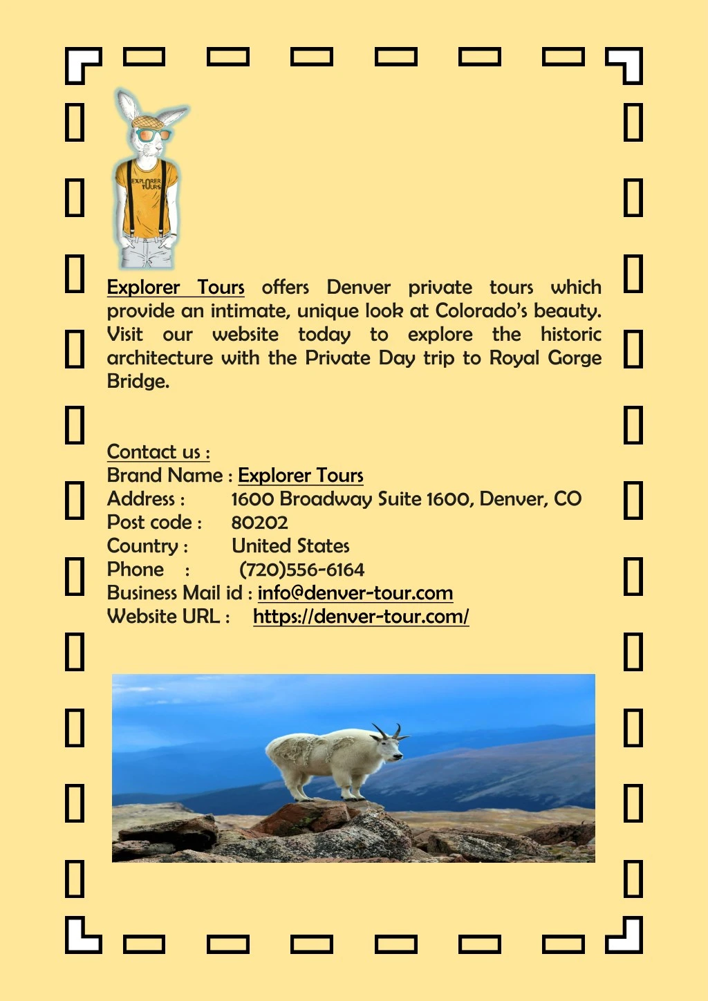 explorer tours offers denver private tours which