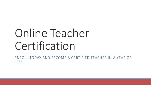 Online Teacher Certification
