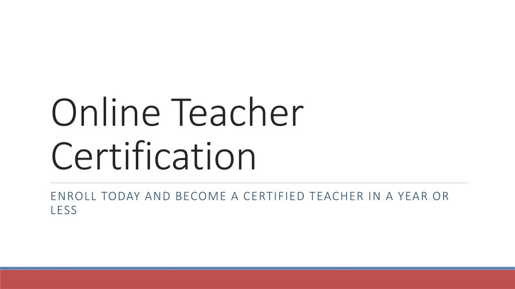 online teacher certification