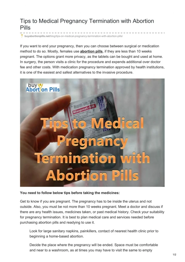 Tips for medical abortion
