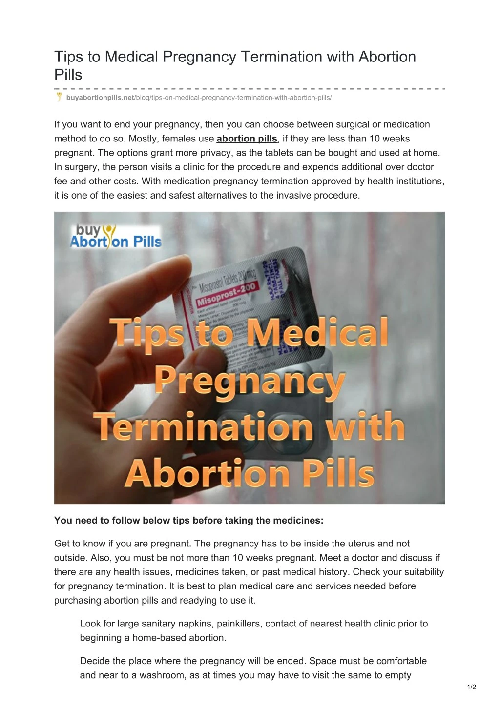tips to medical pregnancy termination with