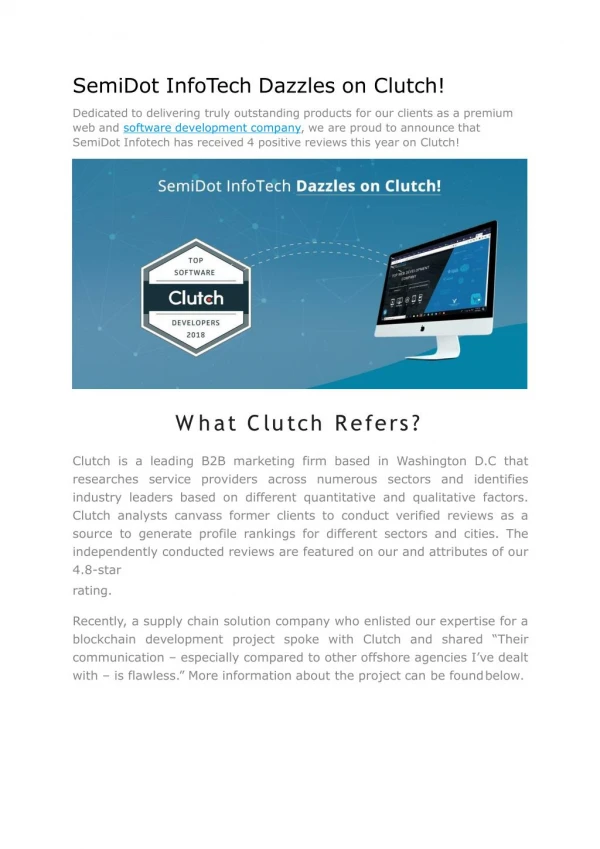 SemiDot InfoTech Dazzles on Clutch!
