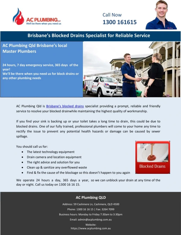 Brisbane’s Blocked Drains Specialist for Reliable Service