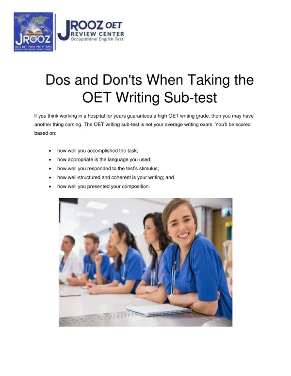 Dos and Don'ts When Taking the OET Writing Sub-test
