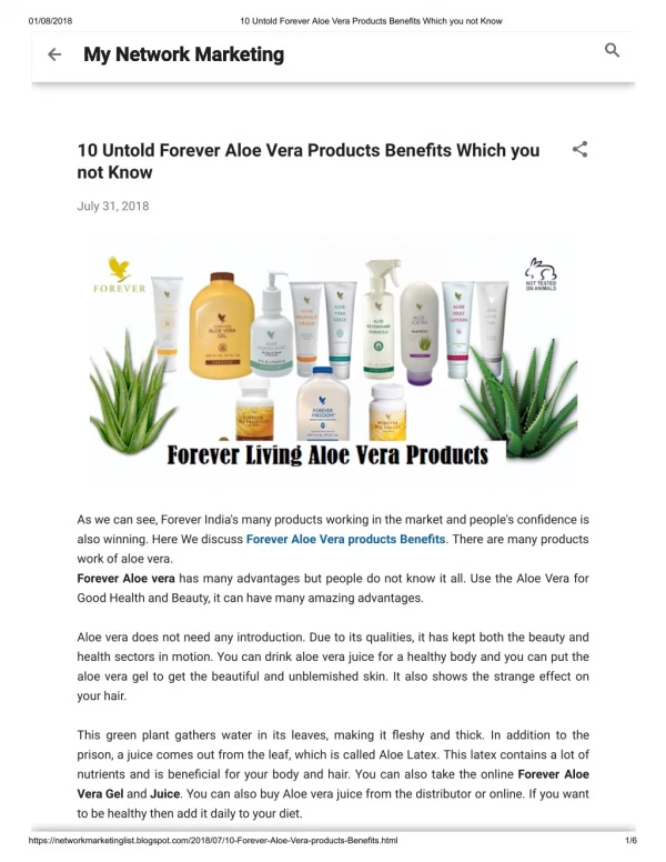 10 Untold Forever Aloe Vera Products Benefits Which you not Know