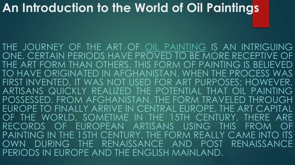 an introduction to the world of oil paintings