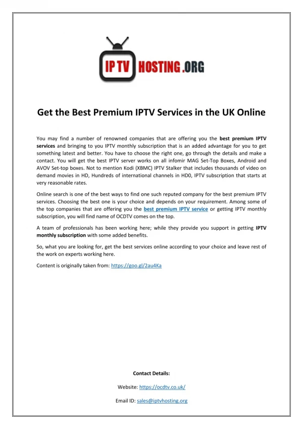 Get the Best Premium IPTV Services in the UK Online
