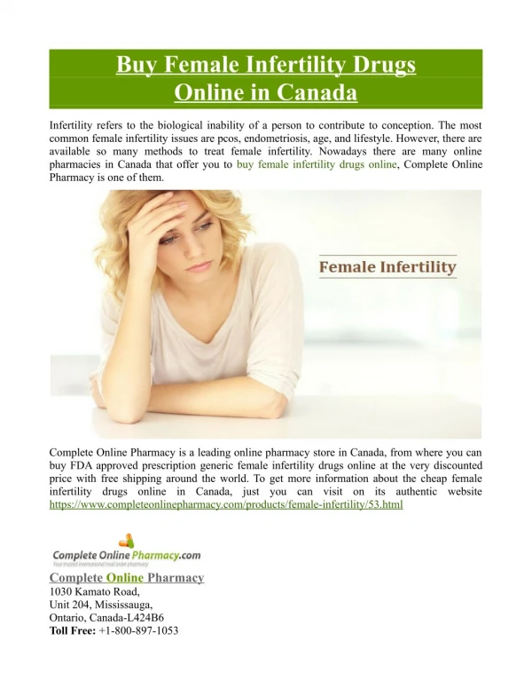 Buy Female Infertility Drugs Online in Canada