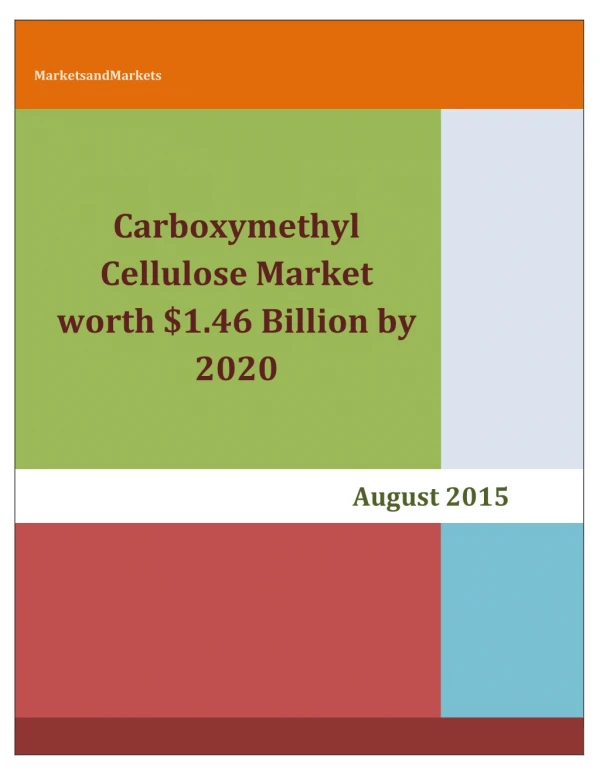 Carboxymethyl Cellulose Market by Application - Trends & Forecasts to 2020