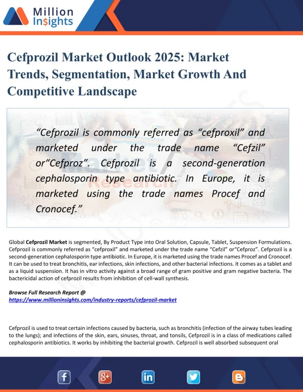 Cefprozil Market - Industry Outlook - Latest Development and Trends 2025