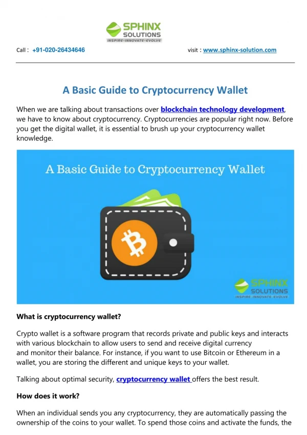 A Basic Guide to Cryptocurrency Wallet