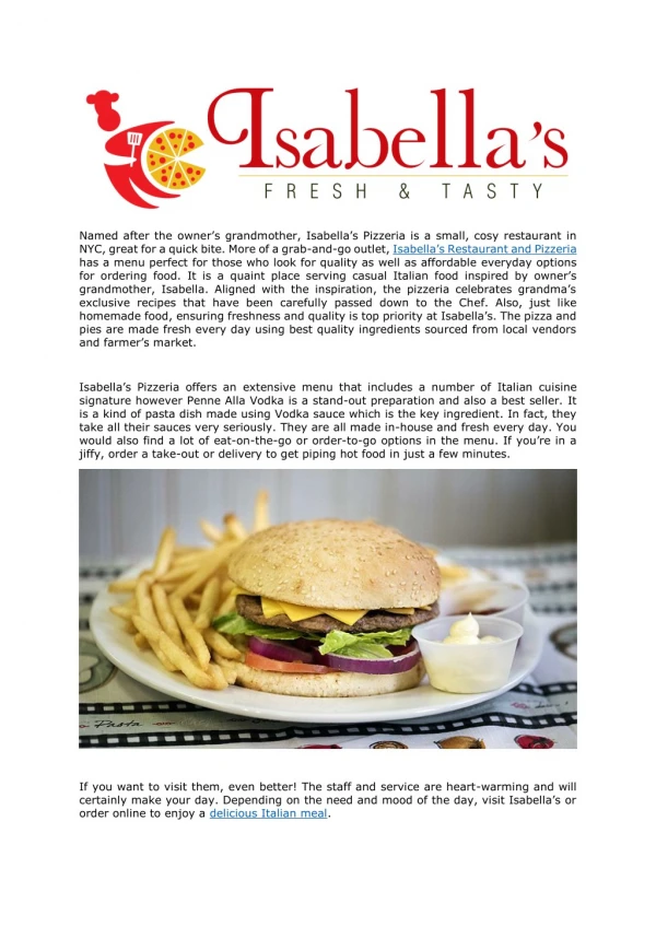 Isabella's Restaurant & Pizzeria