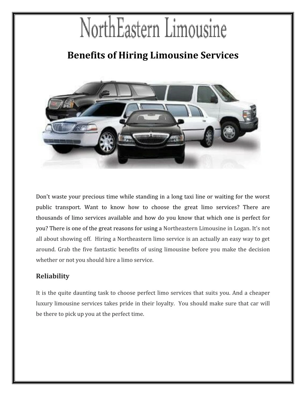 benefits of hiring limousine services