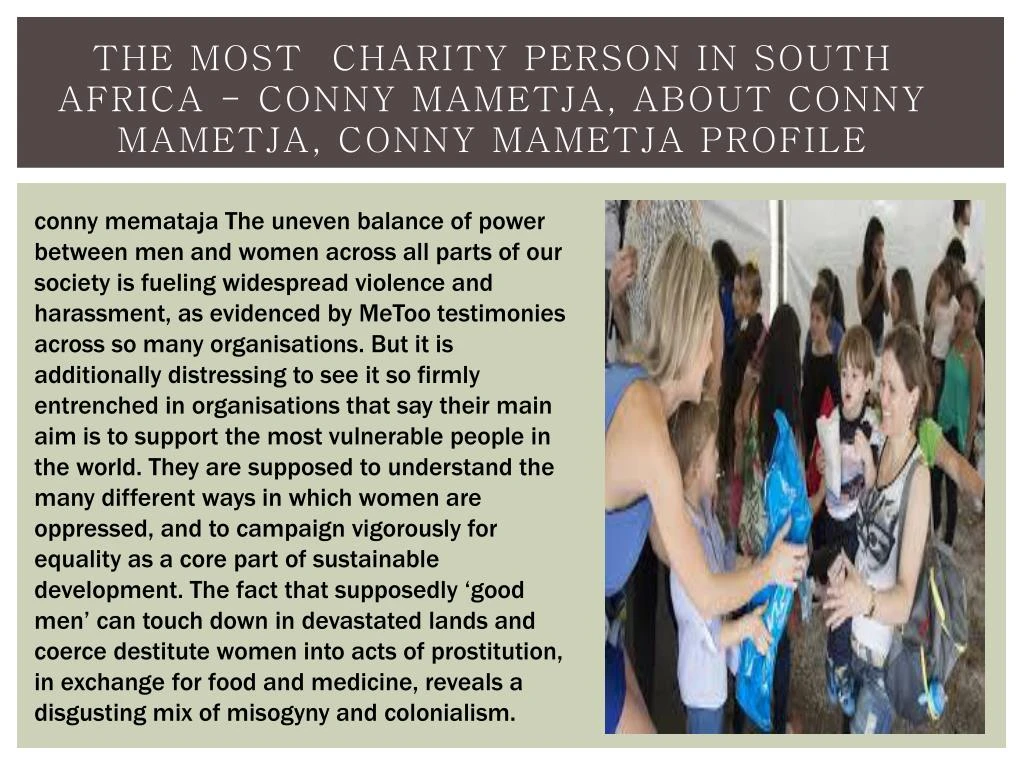 the most charity person in south africa conny mametja about conny mametja conny mametja profile