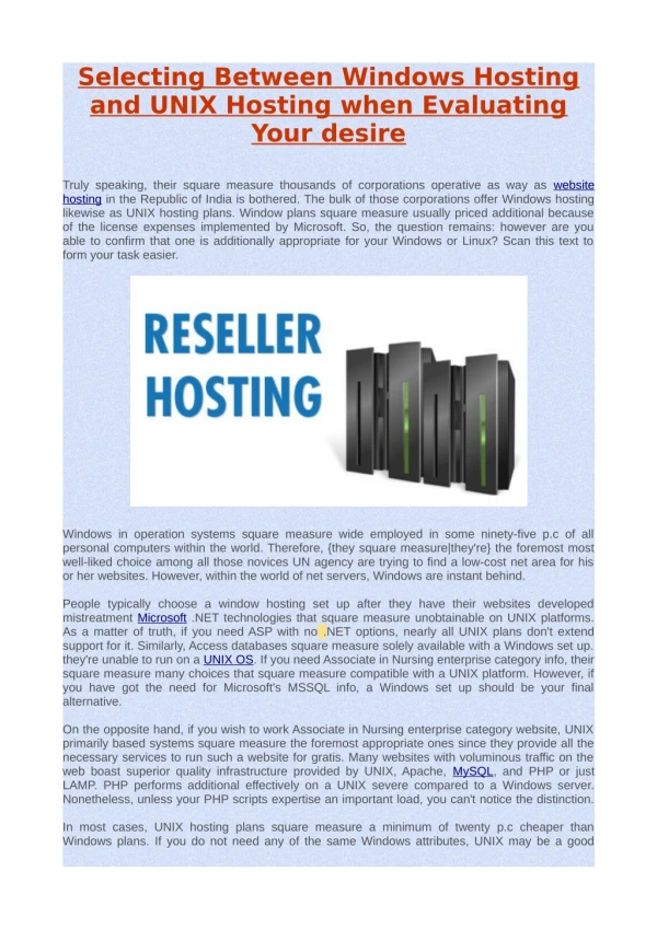 Selecting Between Windows Hosting and UNIX Hosting when Evaluating Your Desire
