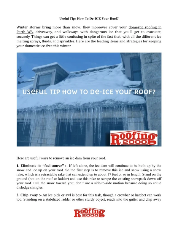 How To De-ICE Your Roof?