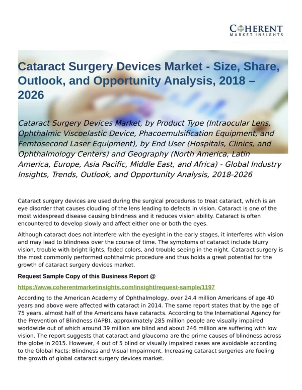 Cataract Surgery Devices Market Opportunity Analysis, 2018-2026