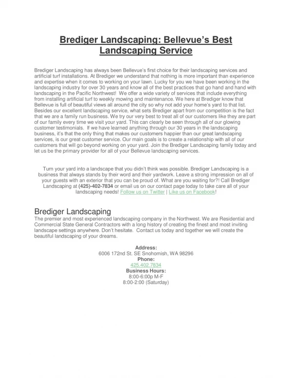 Bellevue Landscaping Services