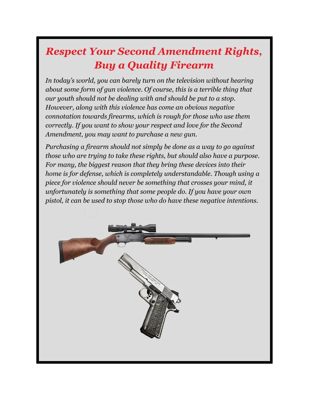 respect your second amendment rights