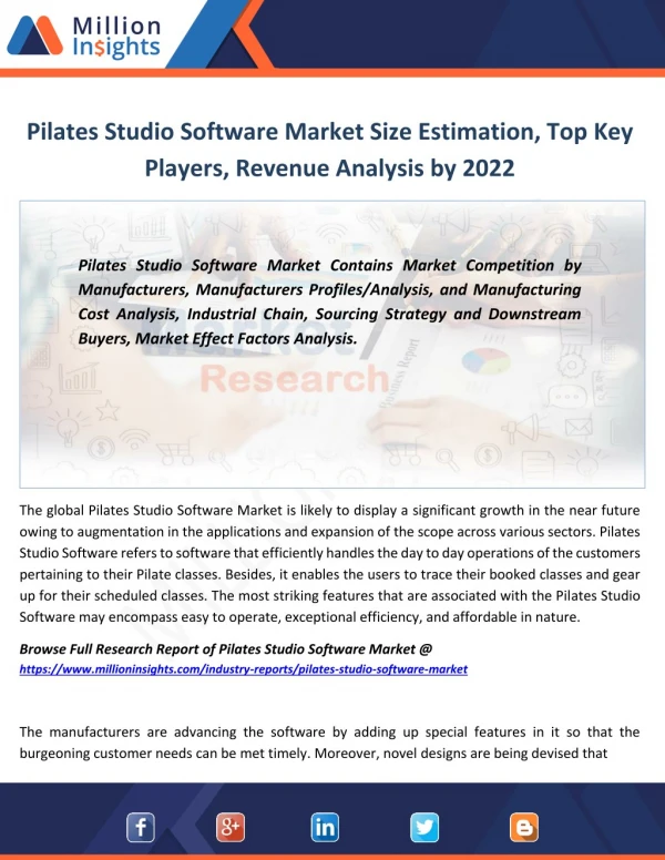 Pilates Studio Software Market Applications, Sales Area, and Its Competitors By 2022