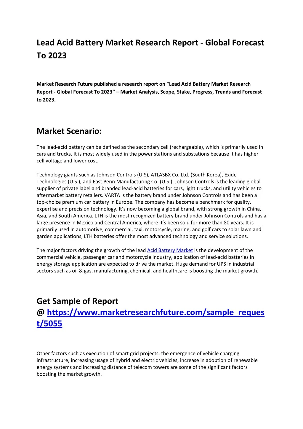 lead acid battery market research report global