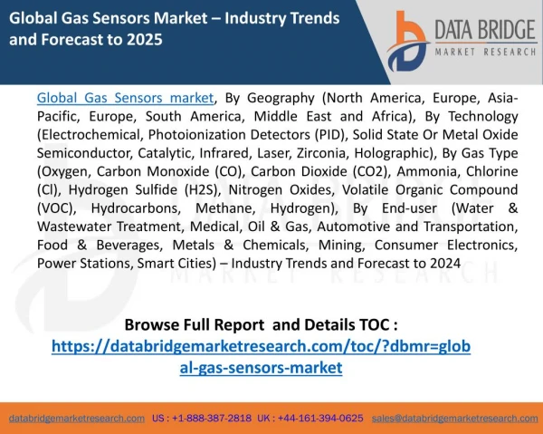 Global Gas Sensors Market – Industry Trends and Forecast to 2025