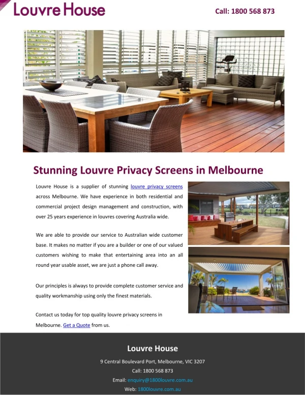 Stunning Louvre Privacy Screens in Melbourne
