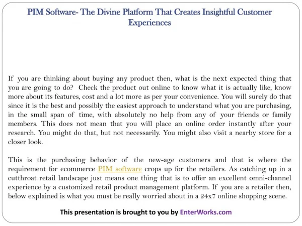 PIM Software- The Divine Platform That Creates Insightful Customer Experiences