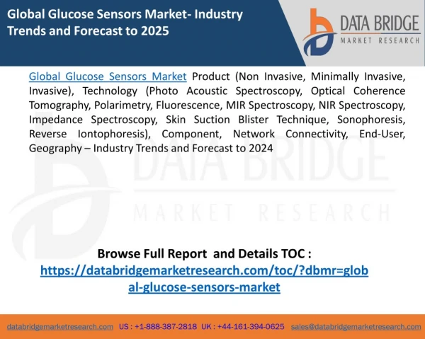 Global Glucose Sensors Market- Industry Trends and Forecast to 2024