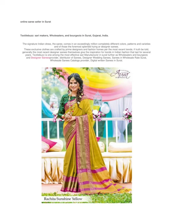 Designer Sarees Supplier | Wholesaler of Sarees | Designer Wedding Sarees | Sarees in Wholesale Rate Surat