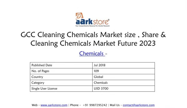 GCC Cleaning Chemicals Market size , Share & Cleaning Chemicals Market Future 2023 - Aarkstore