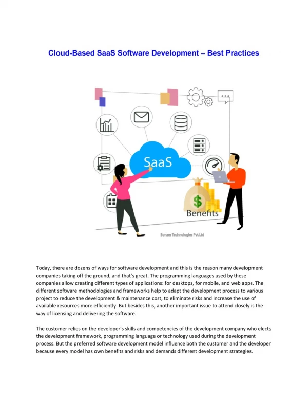 Cloud-Based SaaS Software Development â€“ Best Practices