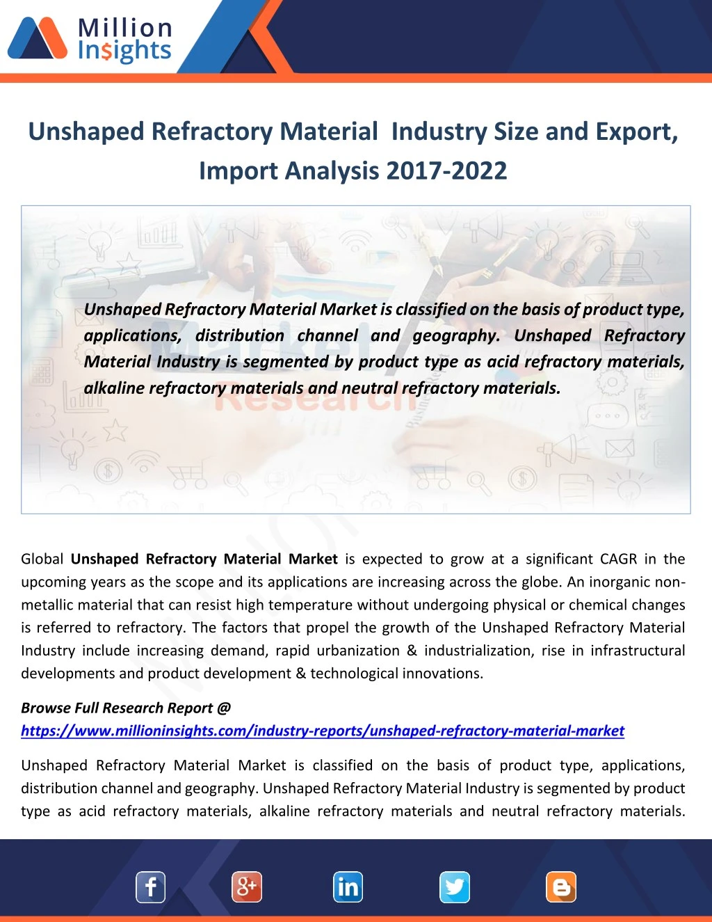 unshaped refractory material industry size