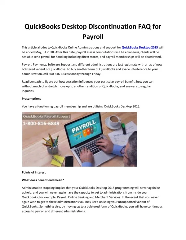 QuickBooks desktop payroll customer service