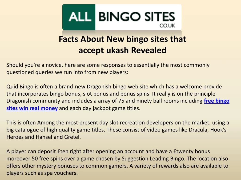 facts about new bingo sites that accept ukash