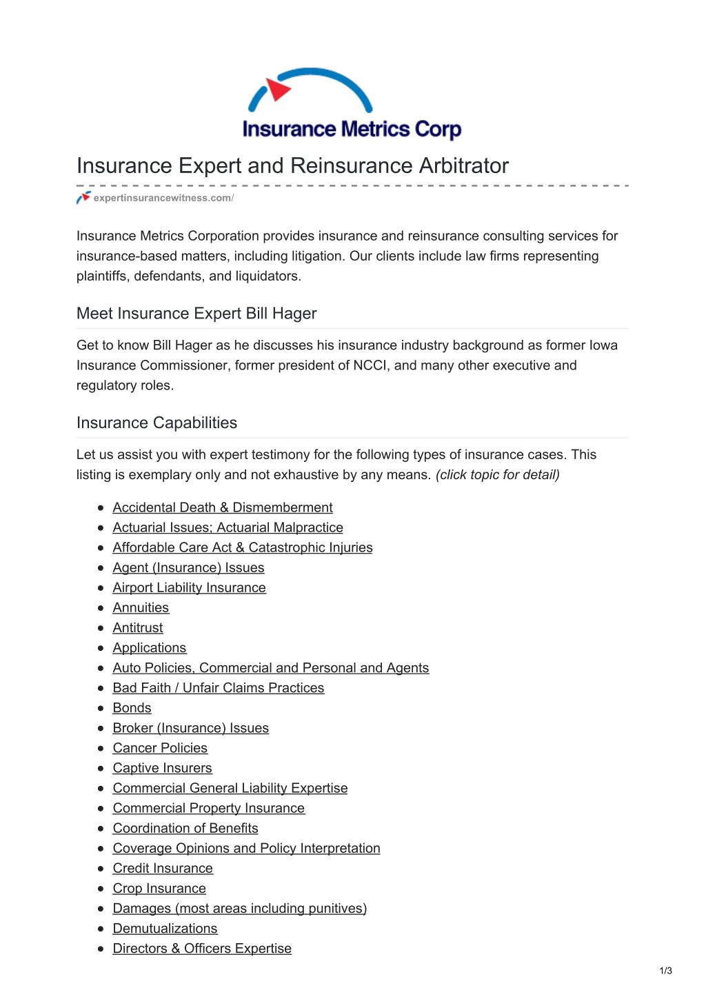 insurance expert and reinsurance arbitrator