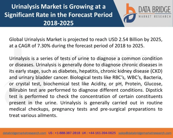 Global Urinalysis Market is Growing at a Significant Rate in the Forecast Period 2018-2025