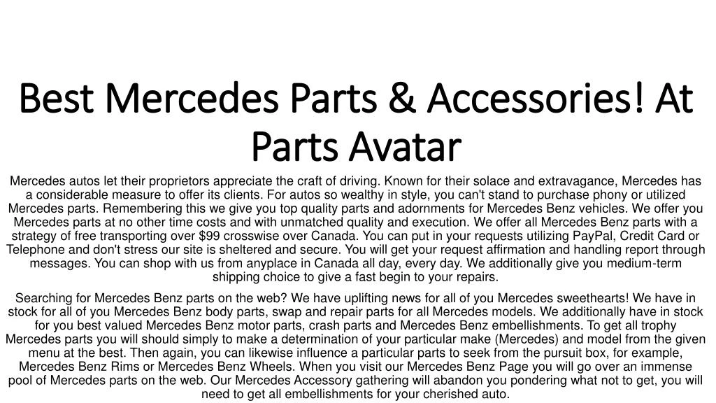 best mercedes parts accessories at parts avatar
