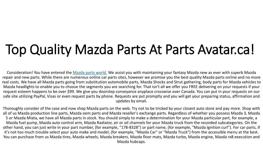 top quality mazda parts at parts avatar ca