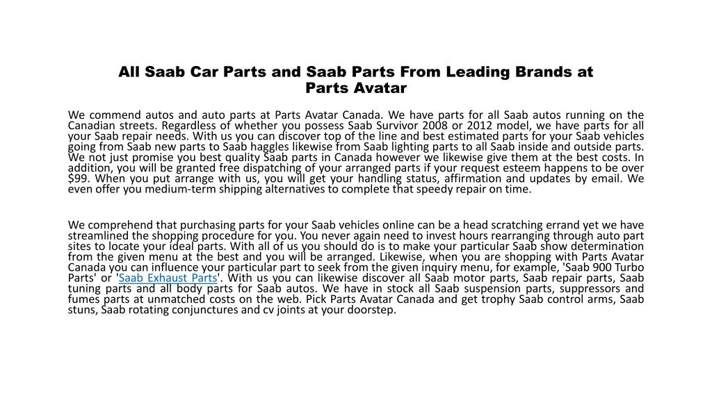 all saab car parts and saab parts from leading brands at parts avatar