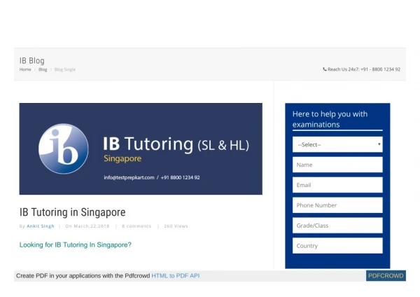 Online IB Tuition Singapore