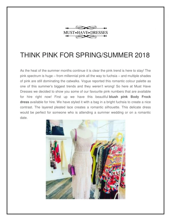 THINK PINK FOR SPRING/SUMMER 2018