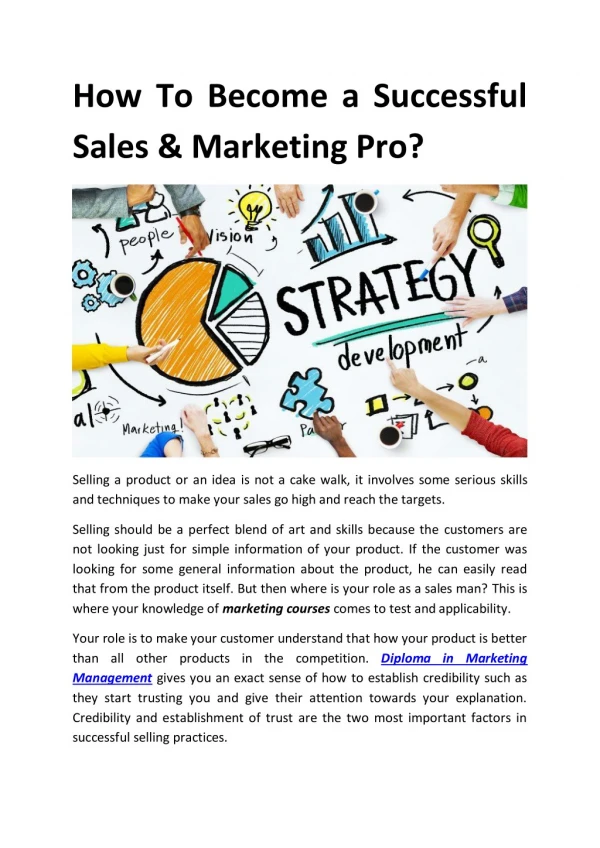 How To Become a Successful Sales & Marketing Pro?