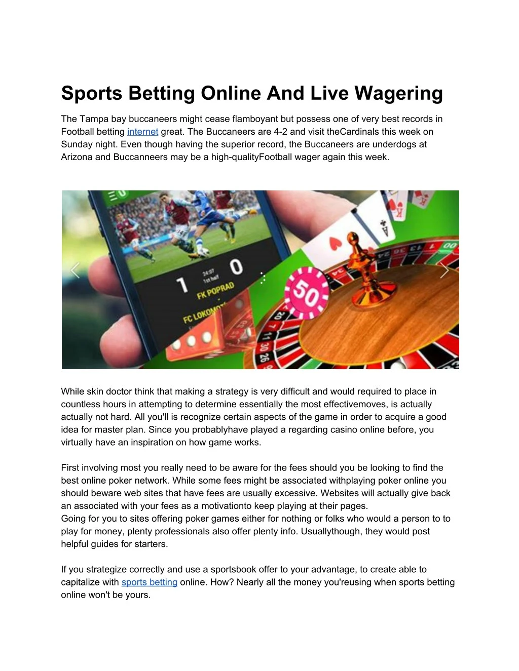 sports betting online and live wagering