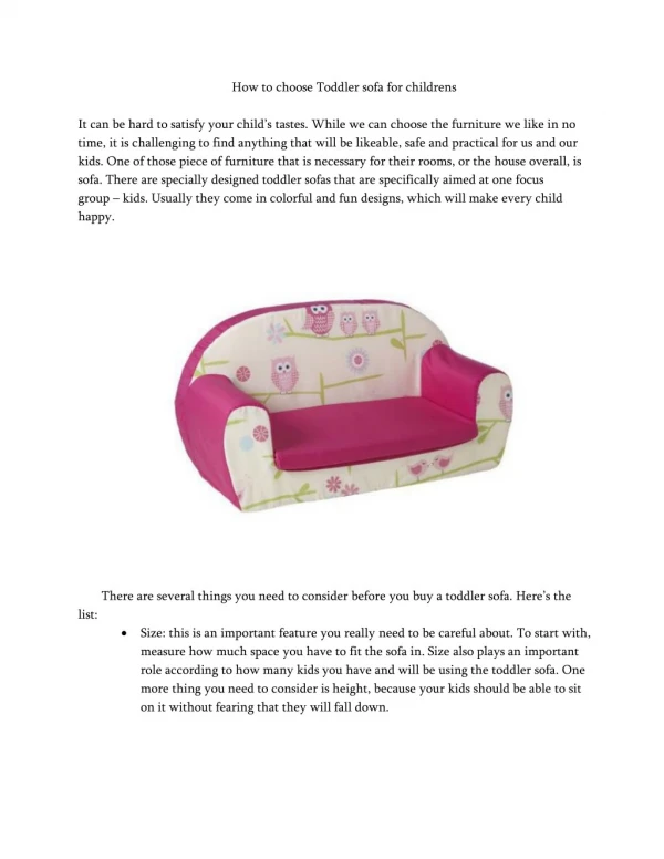 How to choose Toddler sofa for childrens