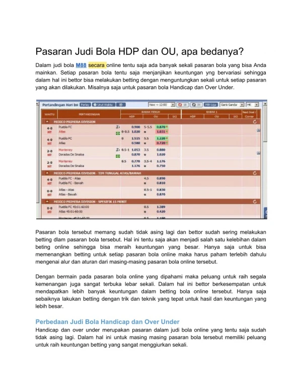 pasaran judi bola hdp dan ou apa bedanya